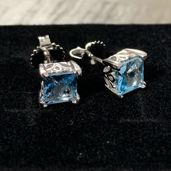Natural 2.5 ct London Blue Topaz Earrings - Picture 11 of 11